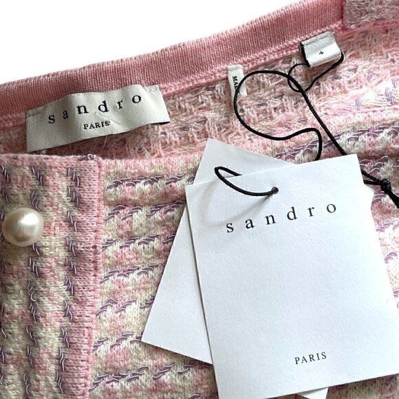 Sandro Daniella Pink Tweed Knit Top Tank - Picture 5 of 9